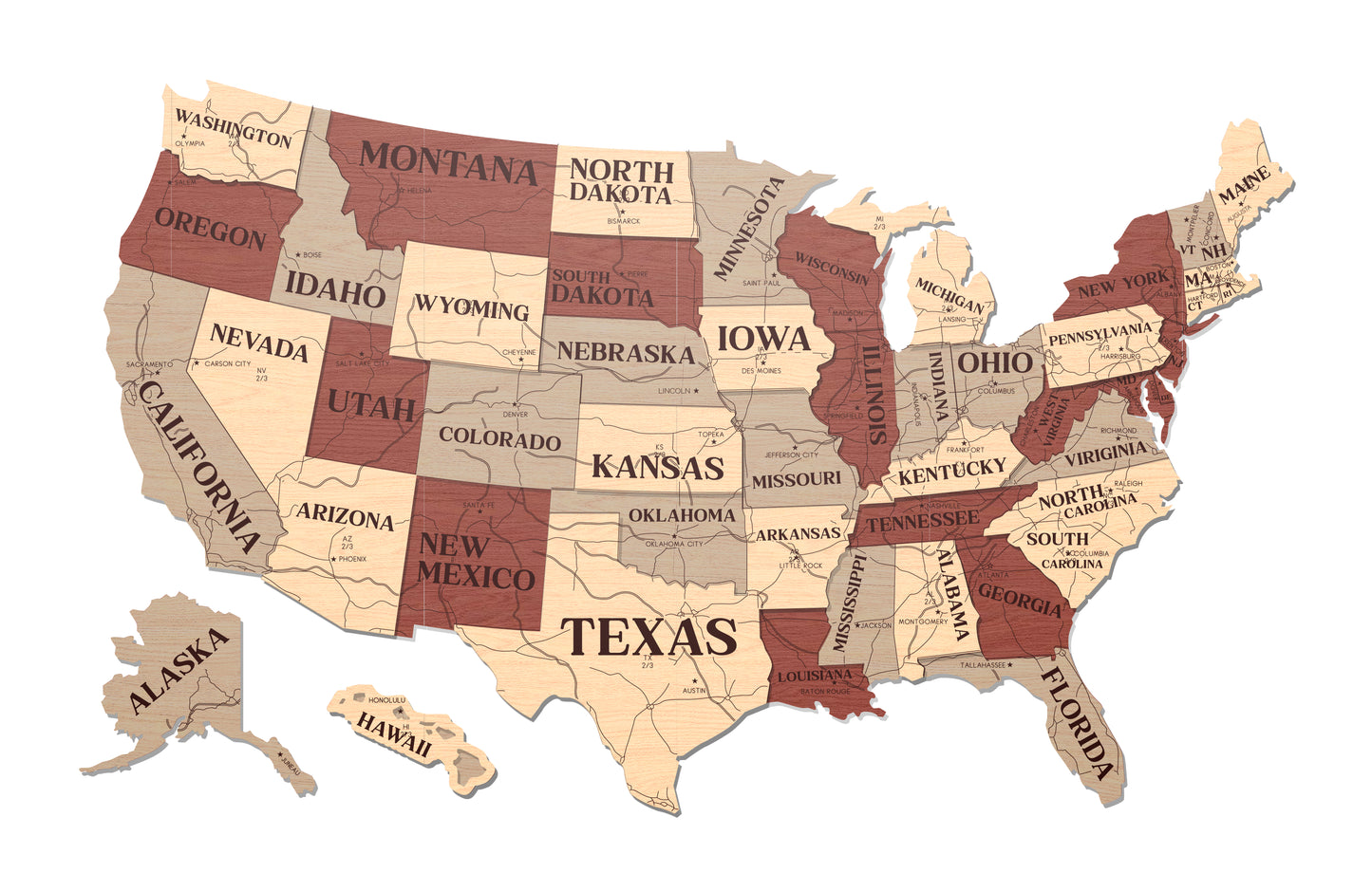 3D USA Wall Map (Small)