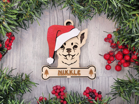 Chihuahua Santa Hat Dog Ornament