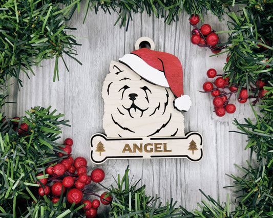 Chow Chow Santa Hat Dog Ornament