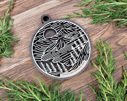 Crater Lake National Park Line Art Ornament