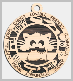 Cat with a Fish Collar Cuddly Cat Ornament