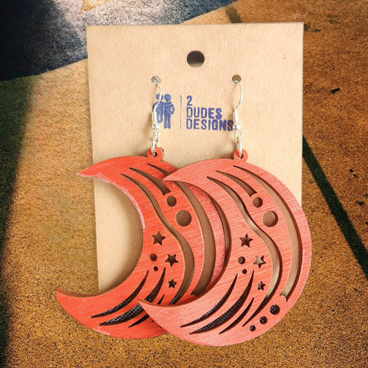 Red Celestial Dangle Earrings