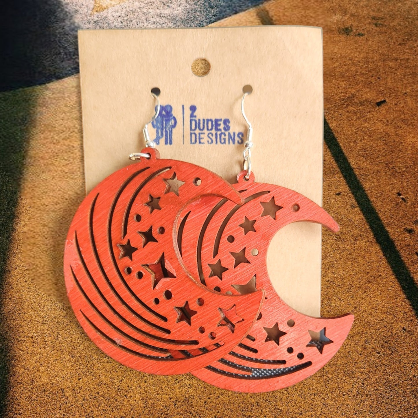 Red Celestial Dangle Earrings