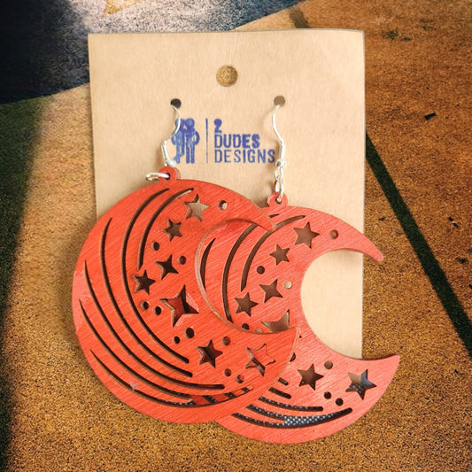 Red Celestial Dangle Earrings