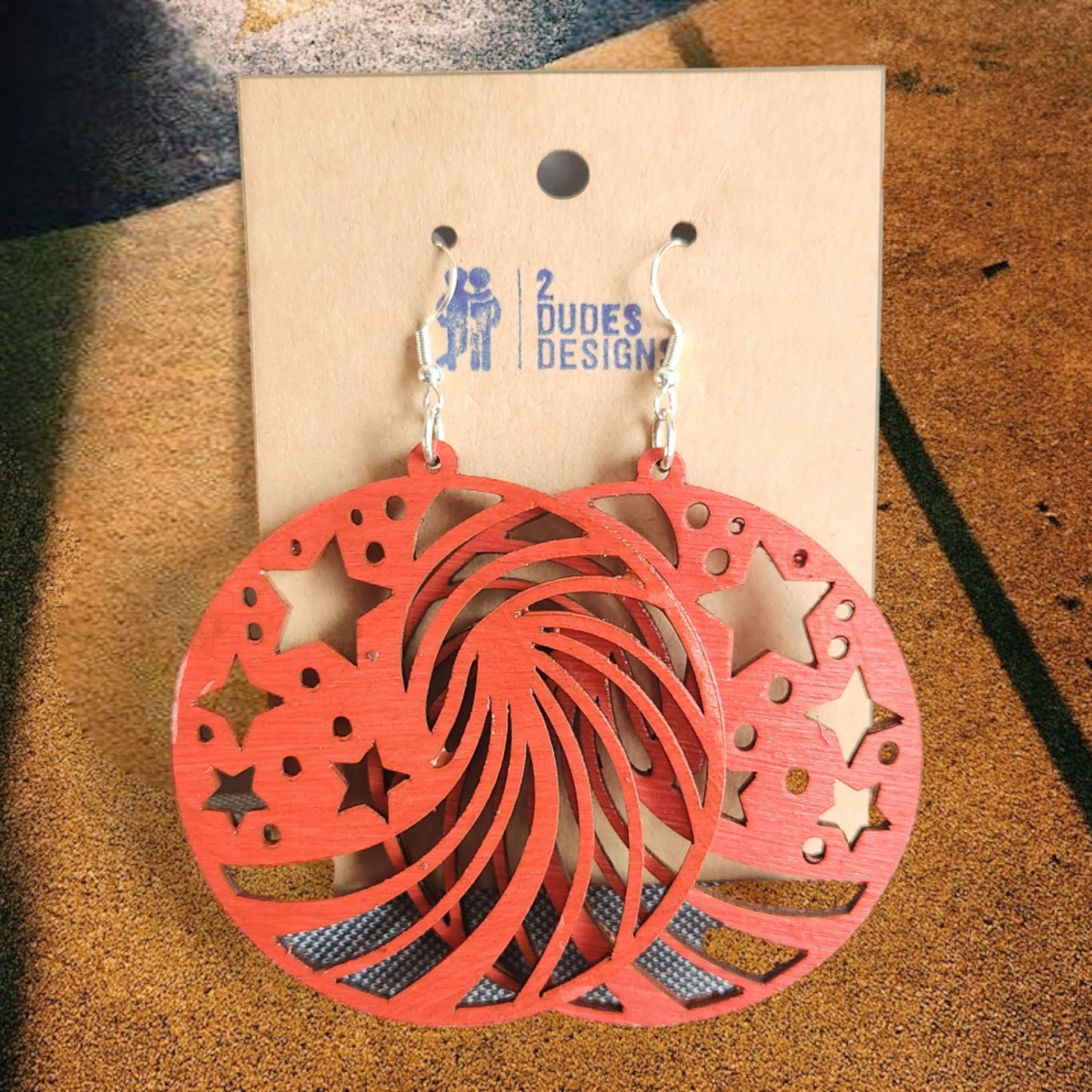 Red Celestial Dangle Earrings