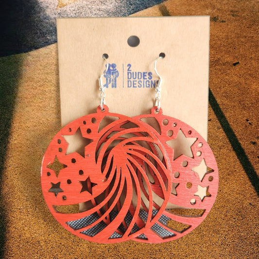 Red Celestial Dangle Earrings