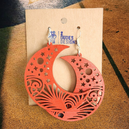 Red Celestial Dangle Earrings