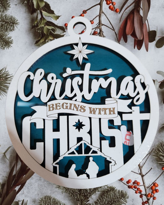 Jesus Series - Christmas Begins with Christ (Blue Background)