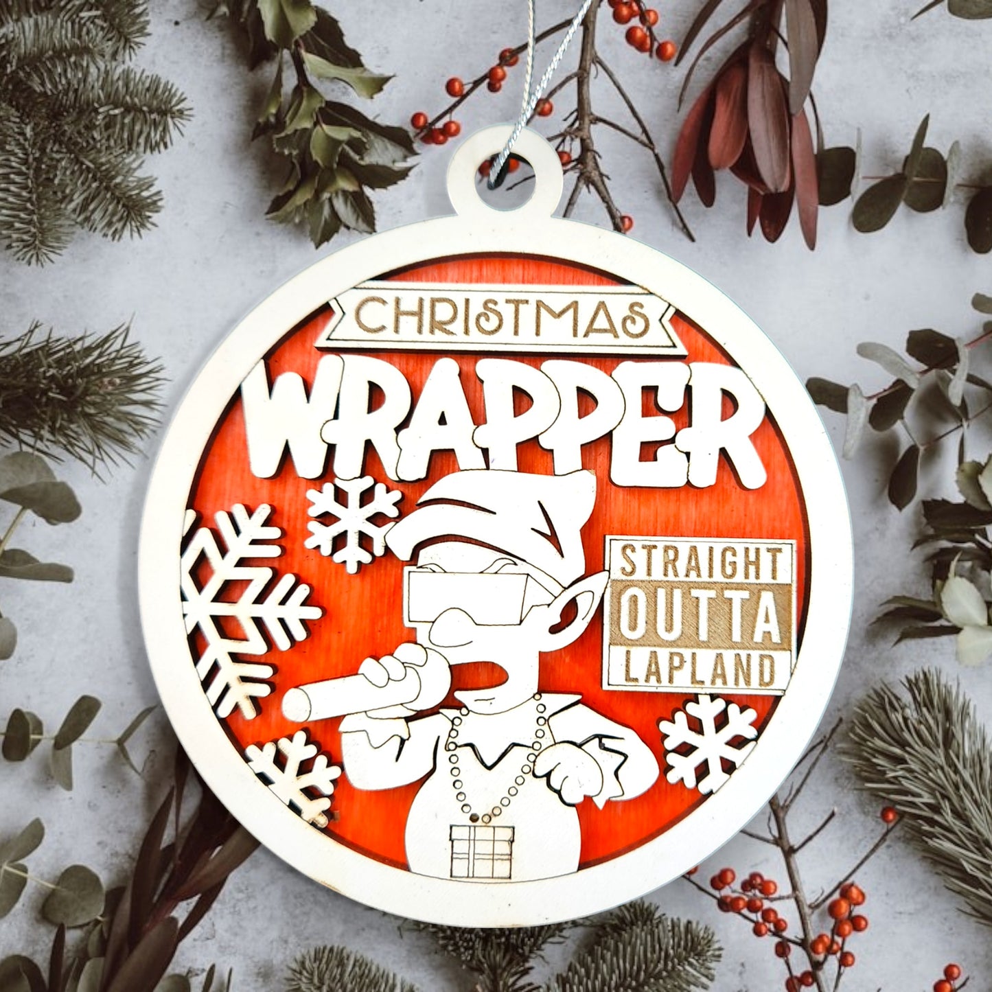 Christmas Fun Pun Ornament -Christmas Wrapper