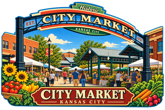 Kansas City Farmers Market Vintage Travel Theme