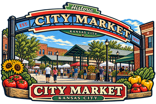 Kansas City Farmers Market Woodcut Theme