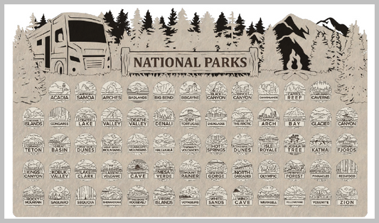 Class A Camper Theme National Park Tracker with Tokens