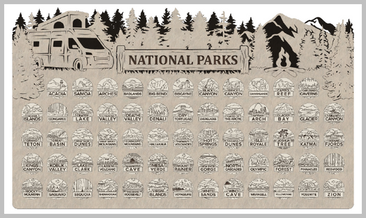 Class C Camper Theme National Park Tracker with Tokens