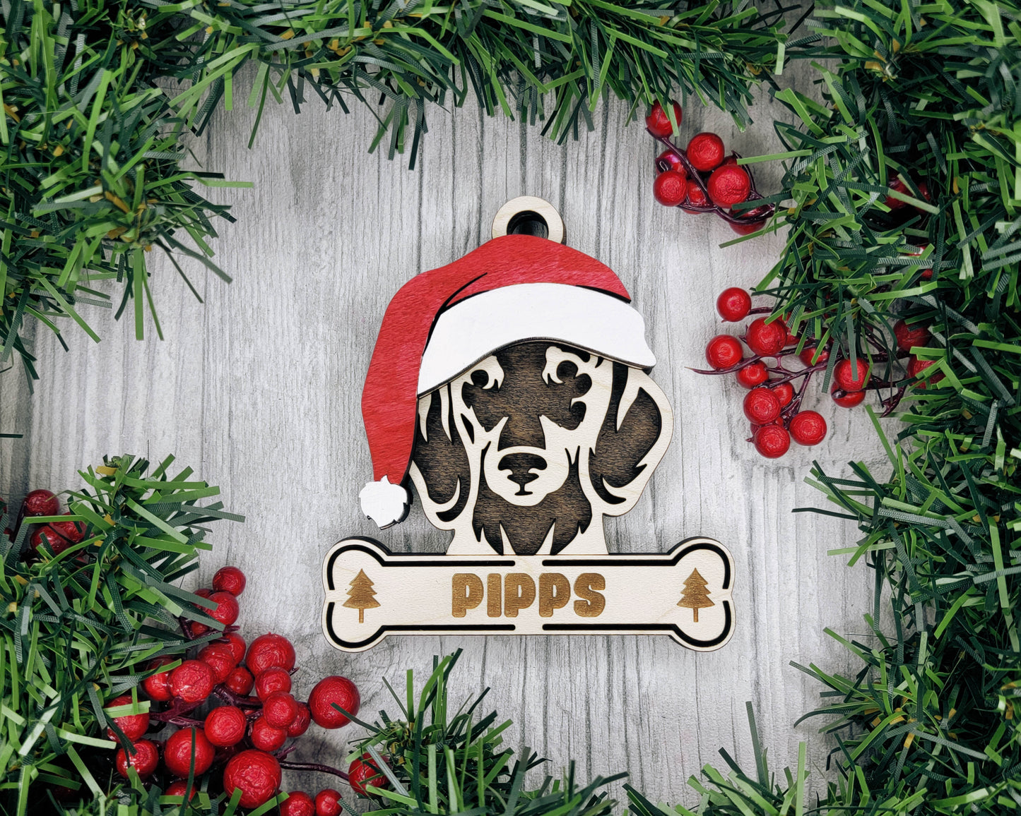 Dachshund Santa Hat Dog Ornament
