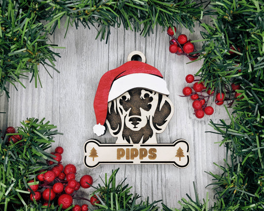 Dachshund Santa Hat Dog Ornament
