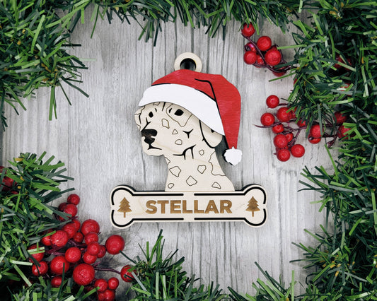 Dalmatian Santa Hat Dog Ornament