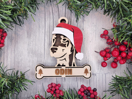 Doberman Santa Hat Dog Ornament