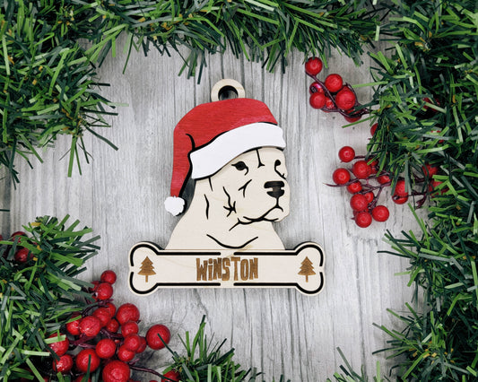 Dogo Argentino Santa Hat Dog Ornament