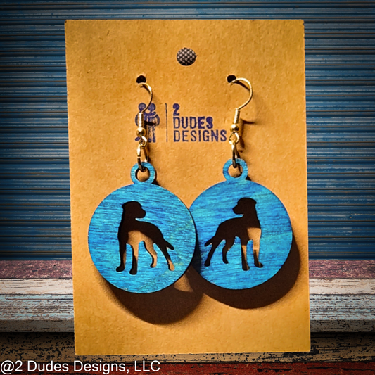 Baltic Birch Blue Dog Silhouette Earrings