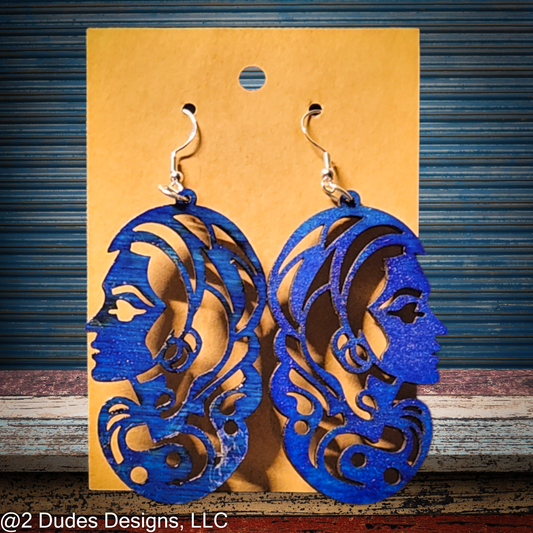 Large Blue Woman Earrings