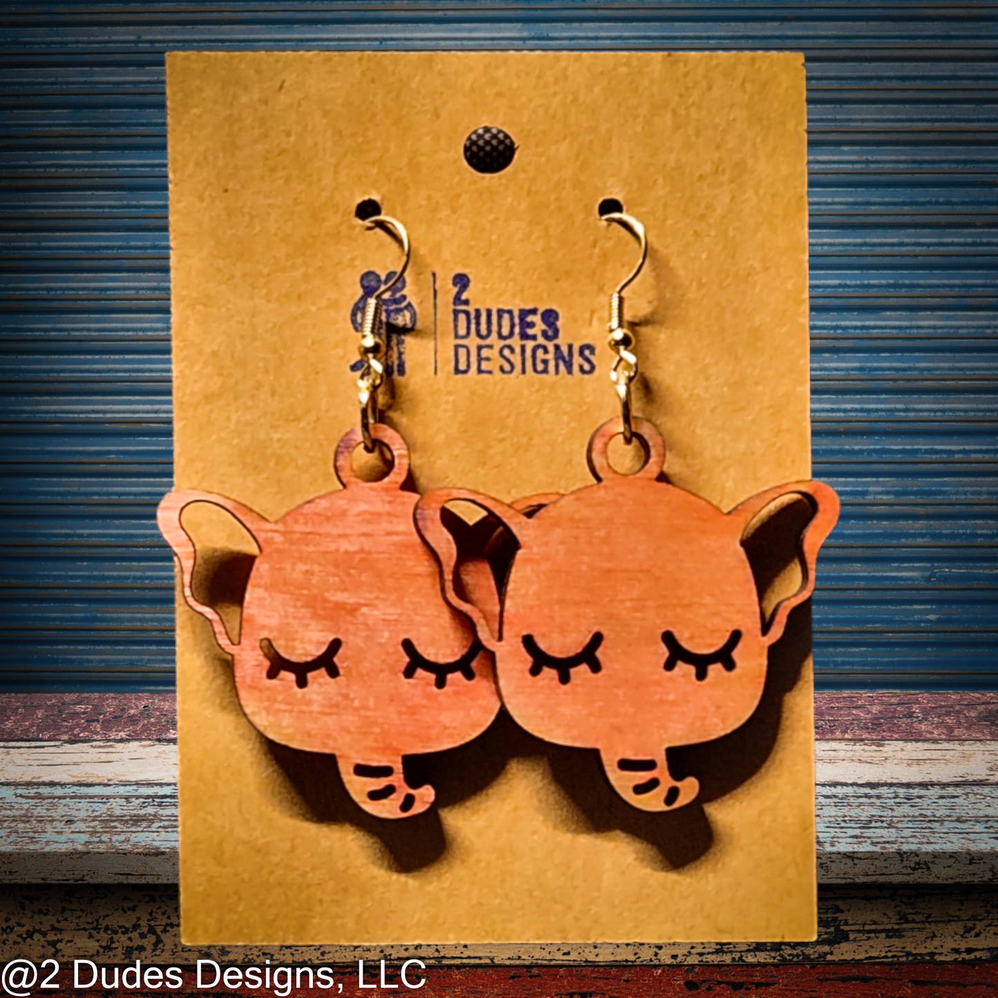 Baltic Birch Light Pink Elephant Head Earrings