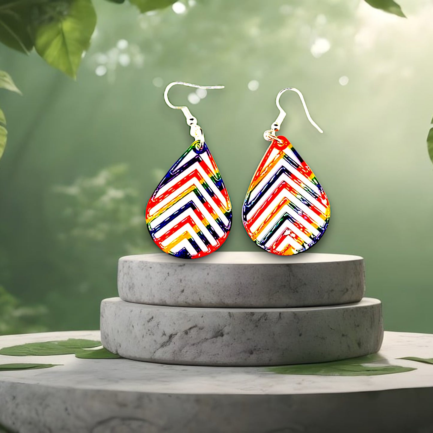 Rainbow Acrylic Teardrop Dangle Earrings