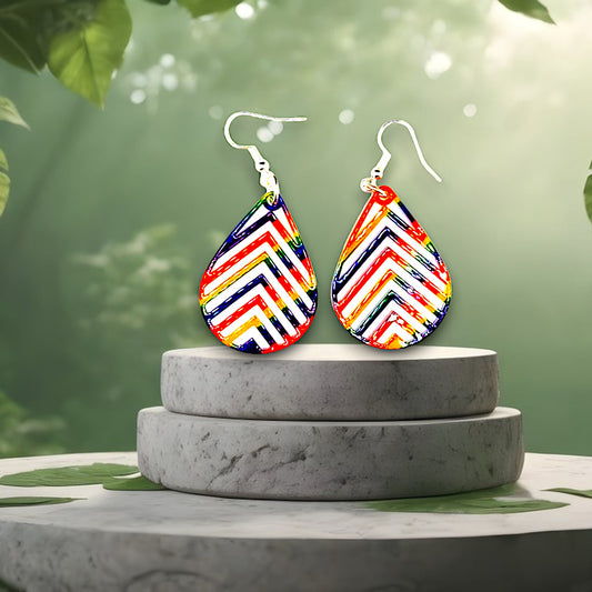 Rainbow Acrylic Teardrop Dangle Earrings