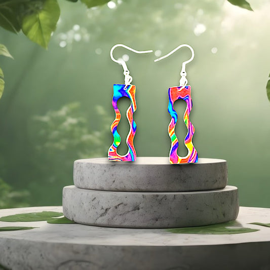 Groovy Rainbow Pattern Dangle Earrings