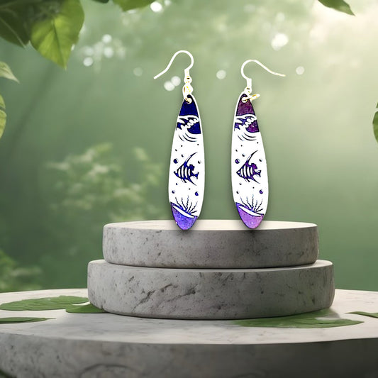 Ocean Life Angel Fish Acrylic Dangle Earrings