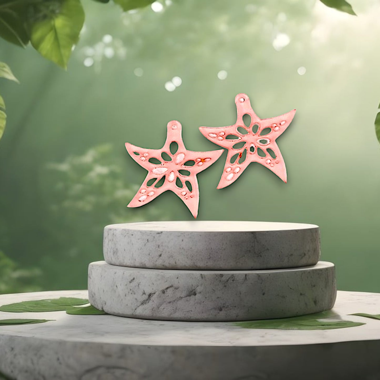 Pink Acrylic Starfish Dangle Earrings