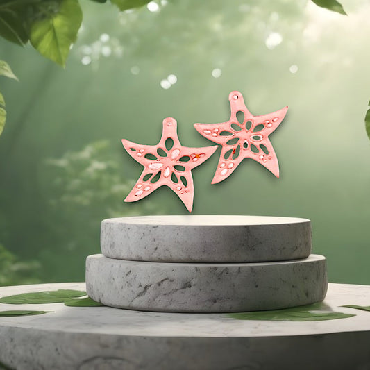Pink Acrylic Starfish Dangle Earrings