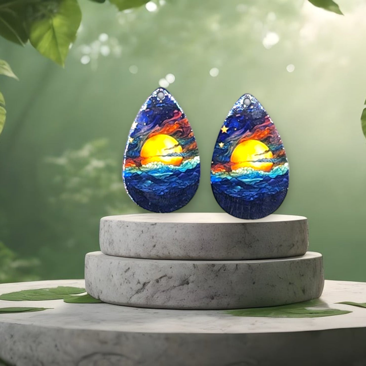 Moon over Ocean Earrings