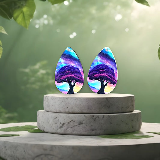 Purple Tree Earrings