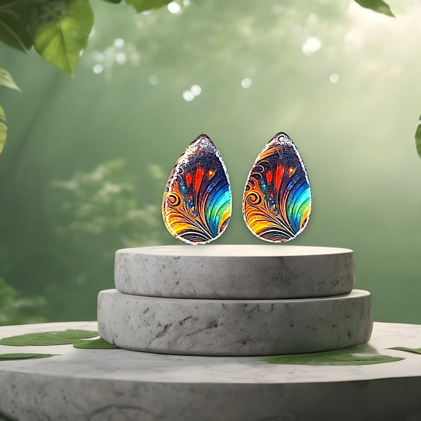 Boho-Stained Glass Swirl Earrings