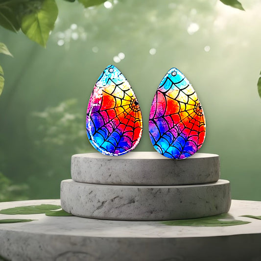 Rainbow Spider Web Earrings