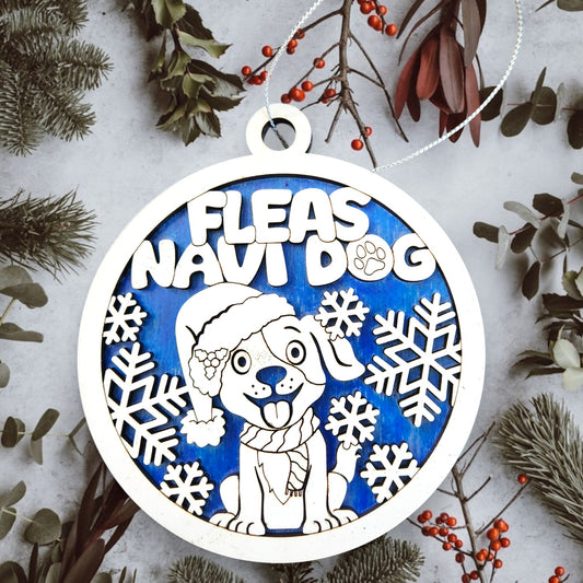 Christmas Fun Pun Ornament - Fleas Navi Dog