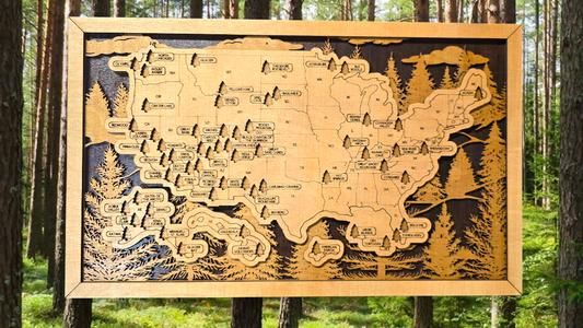 Forest Option 1 National Park Travel Map with Pine Tree Inserts