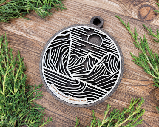 Gates of the Arctic National Park Line Art Ornament