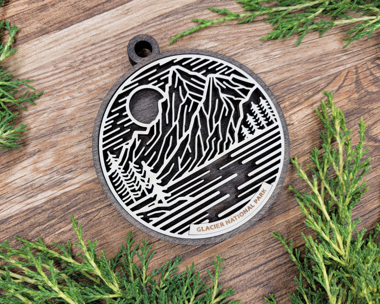 Glacier National Park Line Art Ornament