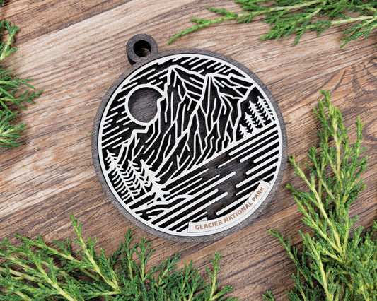 Glacier National Park Line Art Ornament