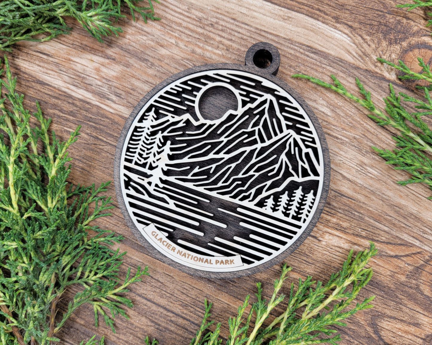 Glacier National Park Line Art Ornament