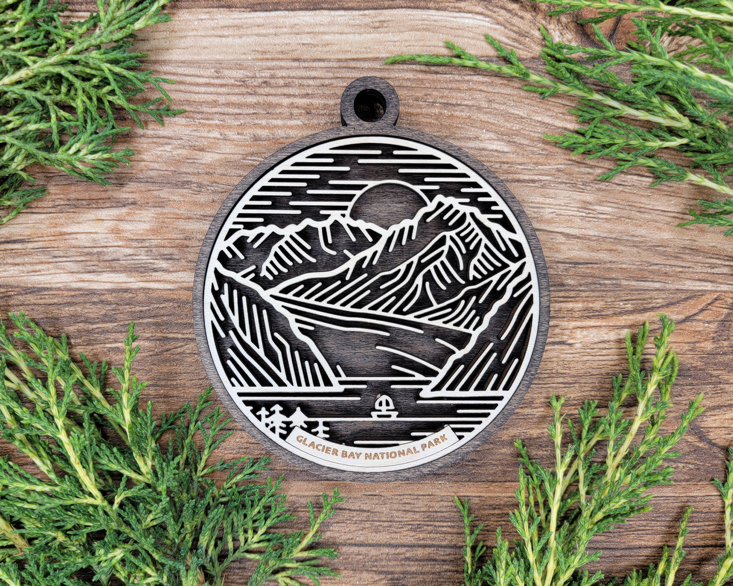 Glacier Bay National Park Line Art Ornament