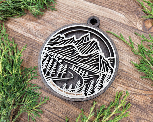 Grand Teton National Park Line Art Ornament