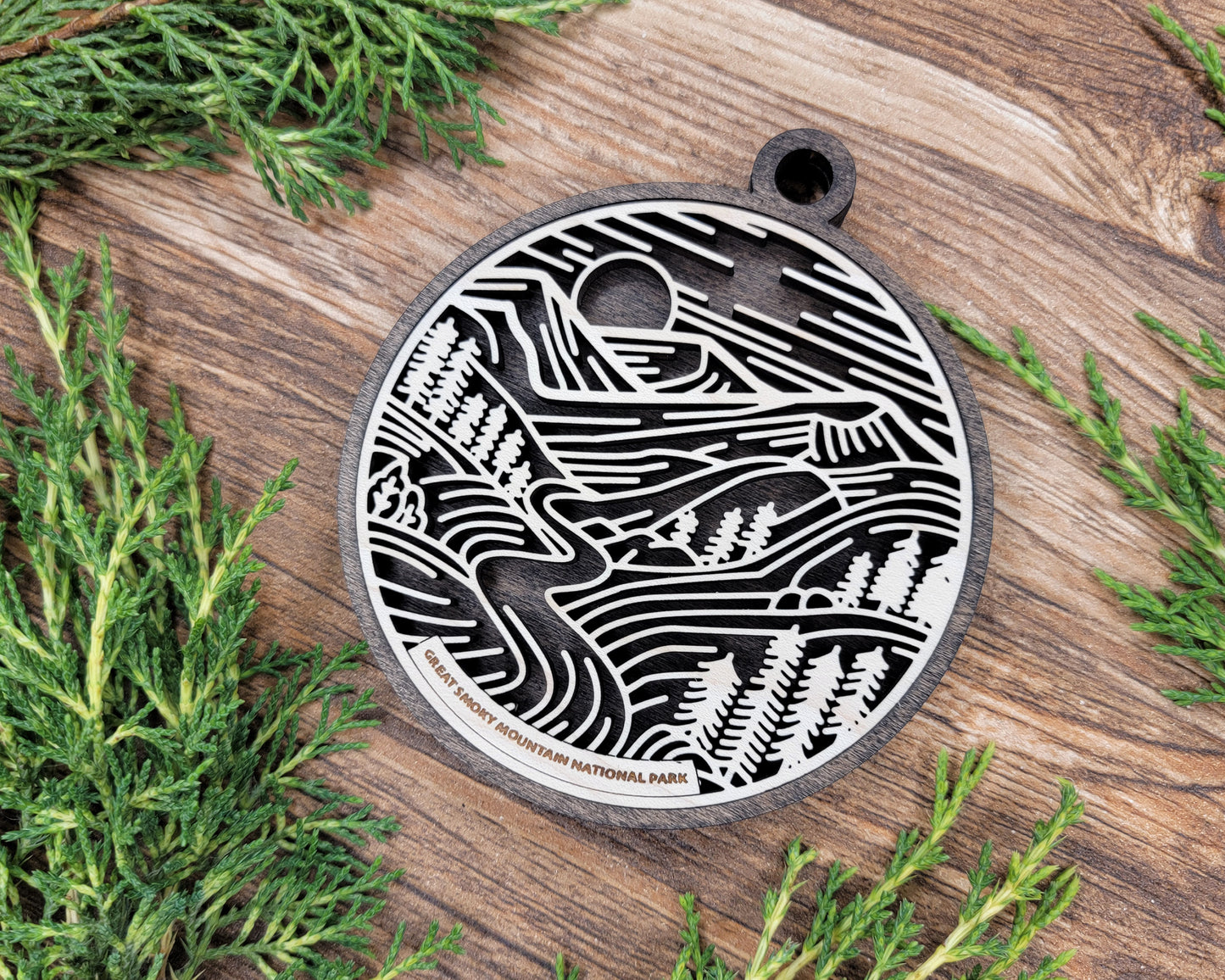 Great Smoky Mountain National Park Line Art Ornament