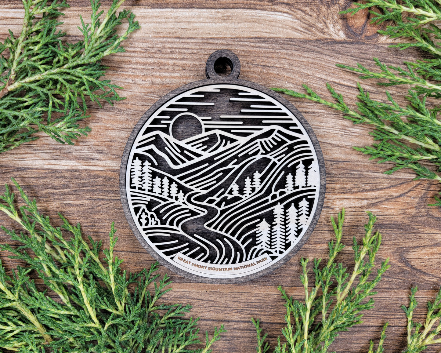 Great Smoky Mountain National Park Line Art Ornament