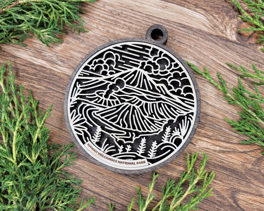 Hawaii Volcanoes National Park Line Art Ornament