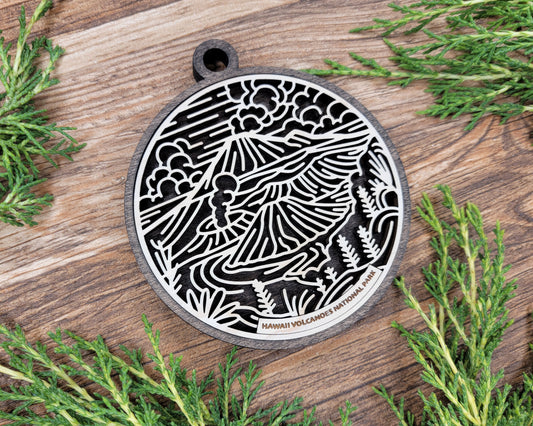Hawaii Volcanoes National Park Line Art Ornament