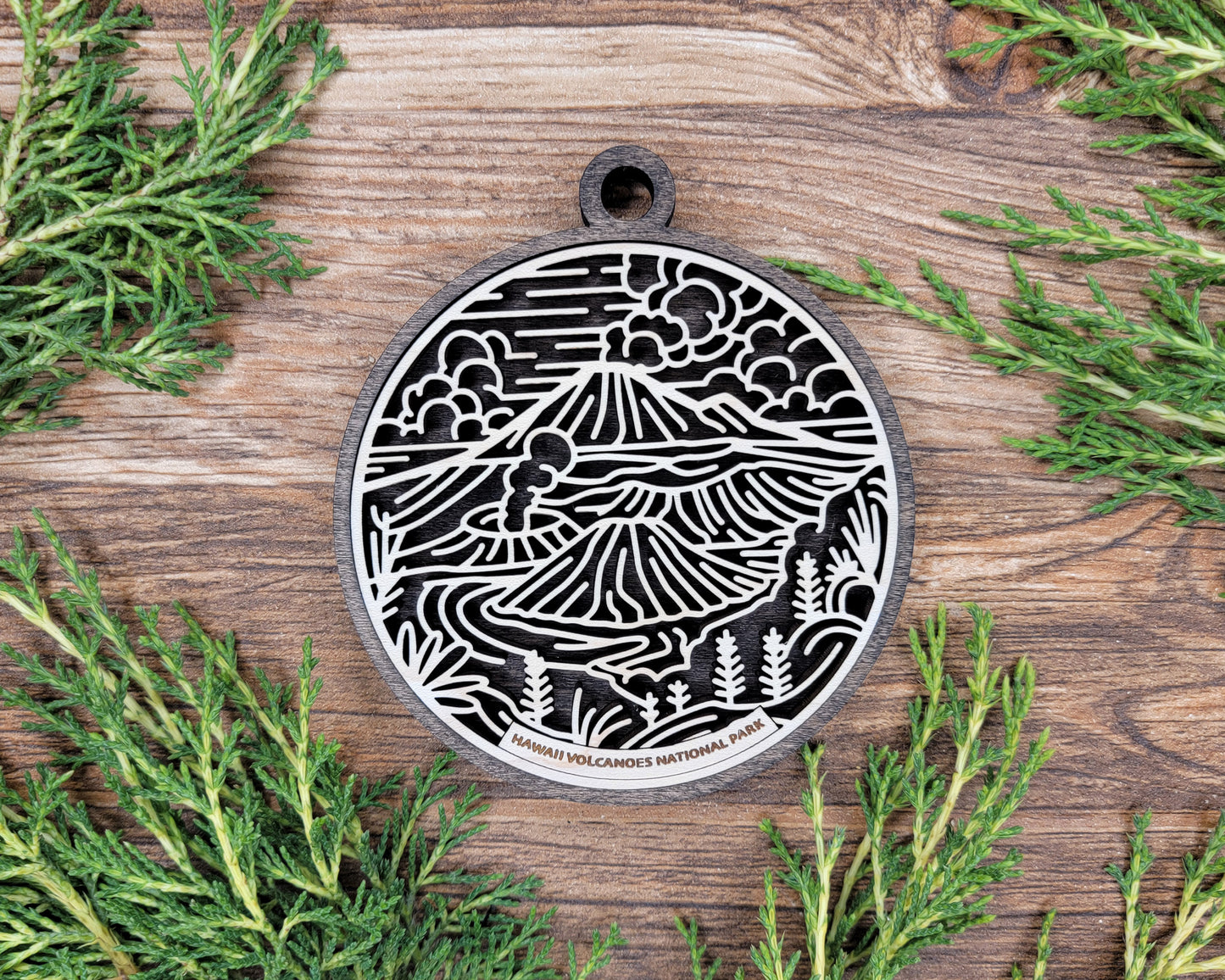 Hawaii Volcanoes National Park Line Art Ornament