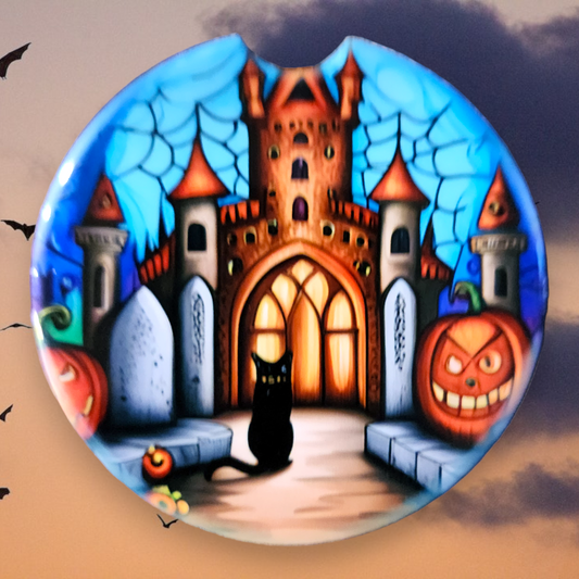 Halloween Castle and Pumpkin 17, Sandstone Car Coaster