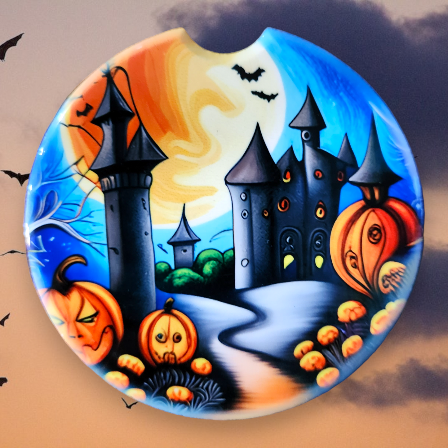 Halloween Castle and Pumpkin 18, Sandstone Car Coaster